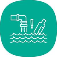 Water Pollution Line Curve Icon vector