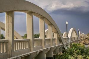 Concrete arch bridge over South Platte River photo