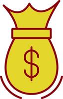 línea de bolsa de dinero icono de dos colores vector