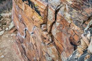 climbing wall with white chalk marks photo