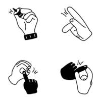 Bundle of Hand Signs Glyph Icons vector