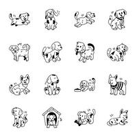 Collection of Pet Dog Doodle Icons vector