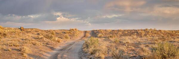 dirt sandy road in a desert photo