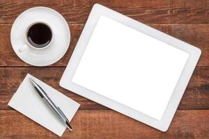 digital tablet with a blank screen wit clipping path photo
