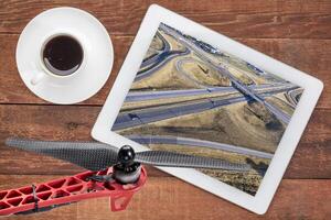 freeway intersection aerial view photo