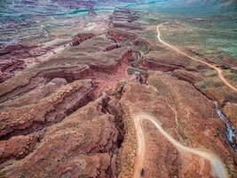 creek and road in canyon country photo