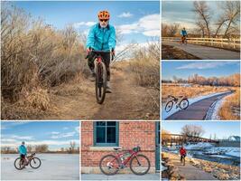 montando un grava bicicleta en Colorado foto