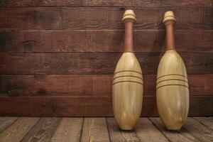 pair of wooden Indian clubs photo