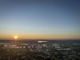 summer sunrise over plains and Fort Collins in Colorado photo