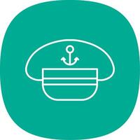 Captain Hat Line Curve Icon vector