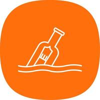 Message In A Bottle Line Curve Icon vector