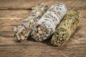 sage, mugwort and cedar incense photo