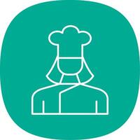 Lady Chef Line Curve Icon vector