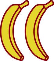 bananas línea dos color icono vector