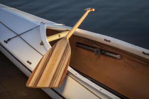 wooden canoe paddle photo