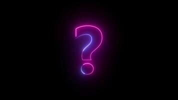 Neon Single Question marks Animation moving on alpha channel. 4K Resolution video