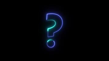 Neon Single Question marks Animation moving on alpha channel. 4K Resolution video