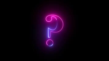 Neon Single Question marks Animation moving on alpha channel. 4K Resolution video