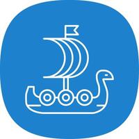 Viking Ship Line Curve Icon vector