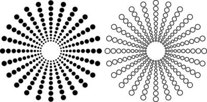 outline silhouette concentric dots radial set vector