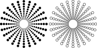 outline silhouette concentric dots radial set vector