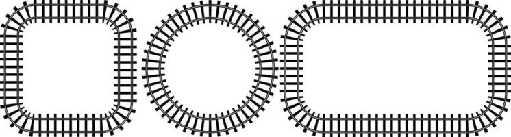 circle square rectangle Railway track frame set vector