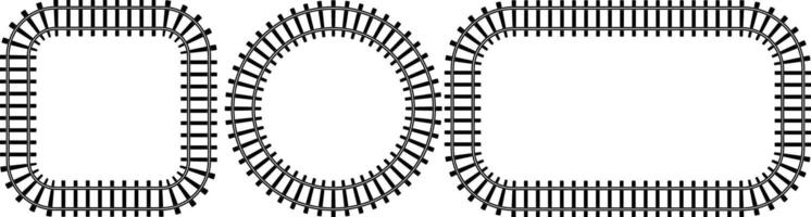 circle square rectangle Railway track frame set vector