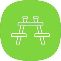 Picnic Table Line Curve Icon vector