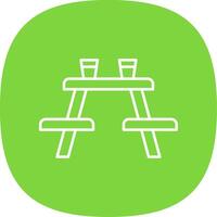 Picnic Table Line Curve Icon vector