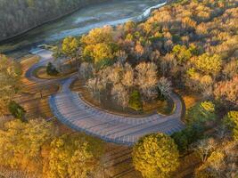 boat ramp on the Tennessee River and parking lot at Colbert Ferry Park, Natchez Trace National Parkway, late November scenery photo