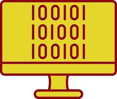 línea de código binario icono de dos colores vector