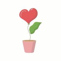 Flower in the shape of a heart in a pot. vector