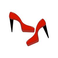 Red shoes with high heels. graphics. Background isolated white. vector