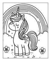 unicorn coloring page for kids vector