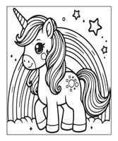 unicorn coloring page for kids vector