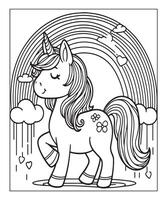 unicorn coloring page for kids vector