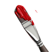 Paint brush with red paint isolated on transparent background png