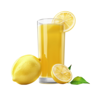 refrescante limón jugo un taza de limón jugo con Fresco limón aislado en transparente antecedentes png
