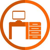 Desktop Glyph Orange Circle Icon vector