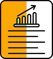 Line Graph Filled Half Cut Icon vector