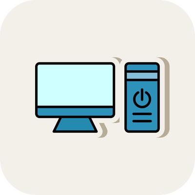 Computer Line Filled White Shadow Icon