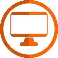 Monitor Glyph Orange Circle Icon vector