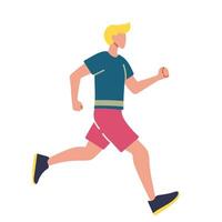 Man running sprinting flat illustration isolated on white background. Runner, sportive men cartoon characters. vector