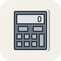 Calculator Line Filled White Shadow Icon vector