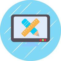 Pencil And Ruler Flat Blue Circle Icon vector