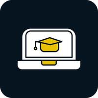 Online Learning Glyph Two Color Icon vector