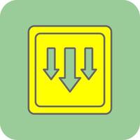 Down Filled Yellow Icon vector