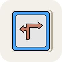 Turn Direction Line Filled White Shadow Icon vector