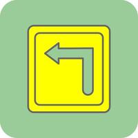 Turn Left Filled Yellow Icon vector