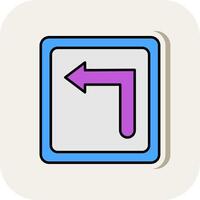 Turn Left Line Filled White Shadow Icon vector